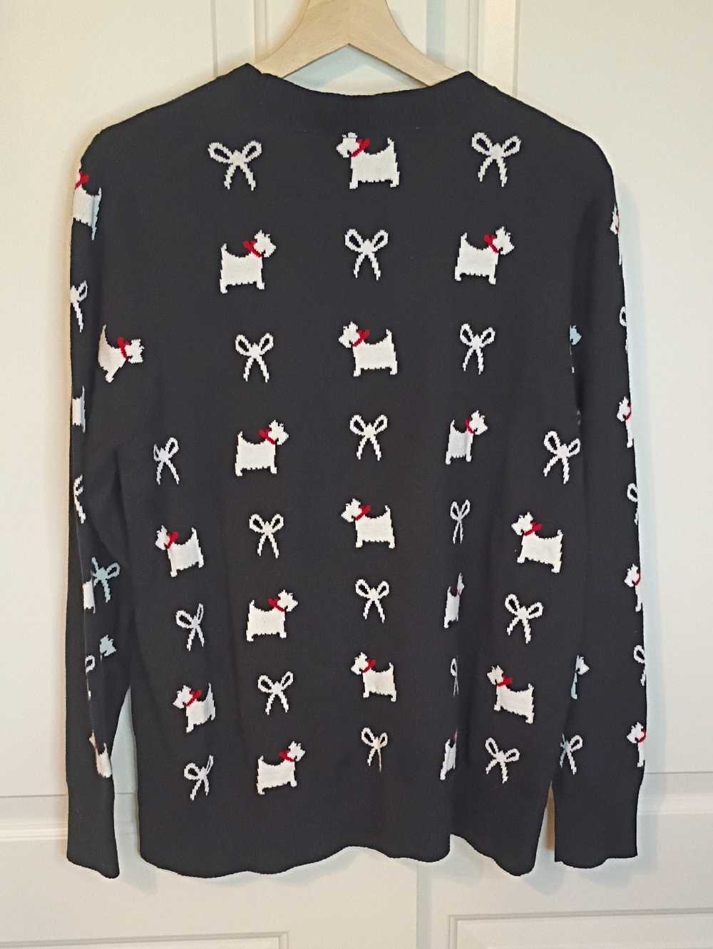 Charter Club Whimsy Scottie Dog And Bows Black Sweater Size XL New With Tags - Picture 6 of 7